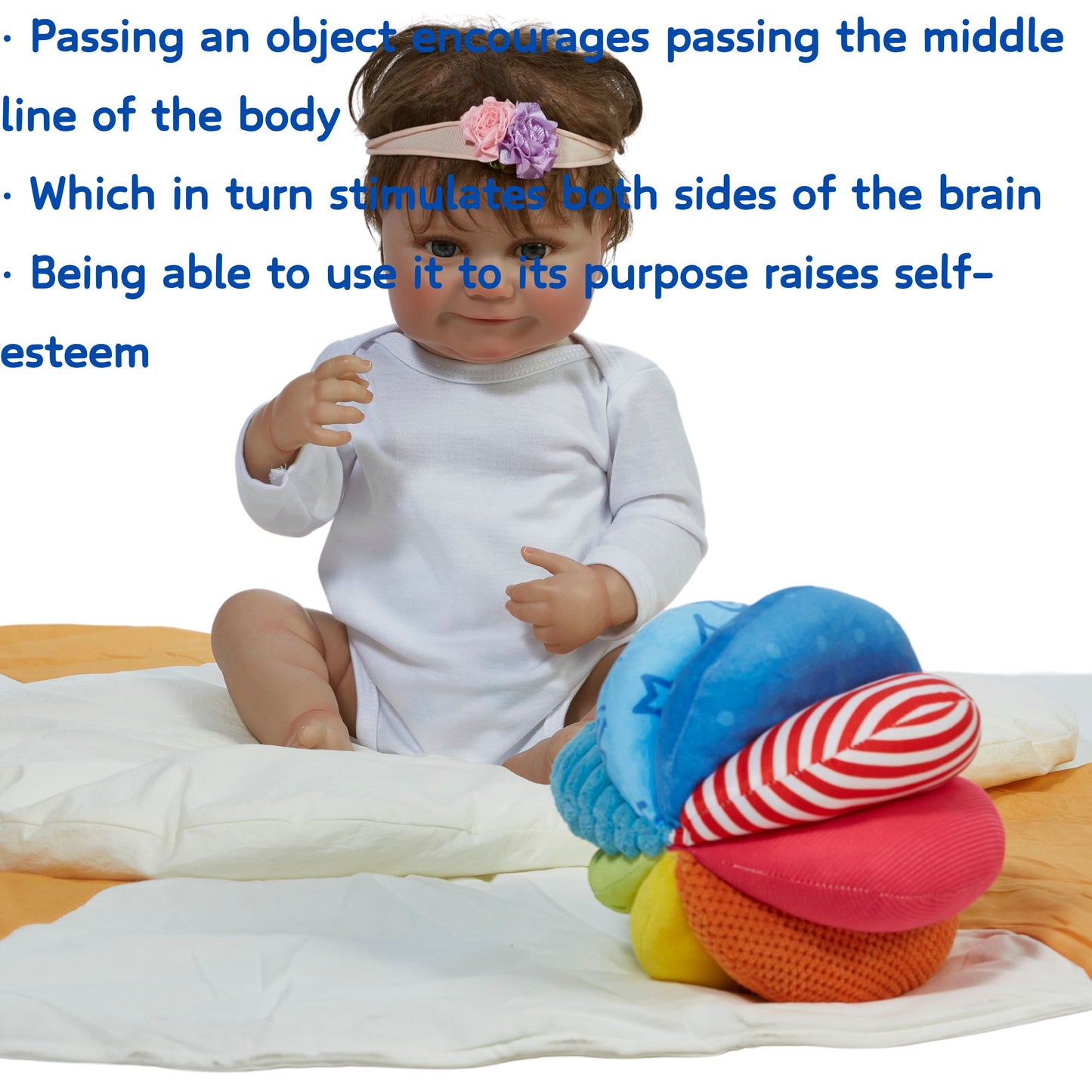 Montessori Unisex Sensory Ball Fabric Rainbow Ball Baby Toy for Sensory Development