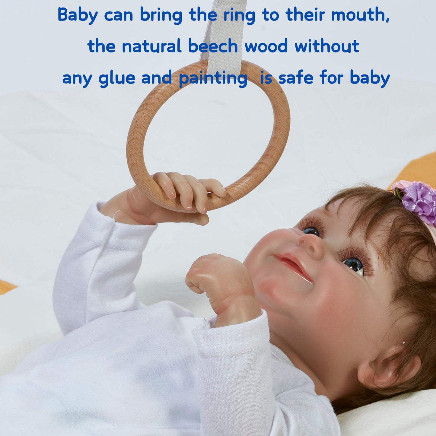 Montessori Basic Tactile Set with Soft Ring on Ribbon Baby Toy for Montessori Tactile Mobile Hanging Teether Toy Box Packaging