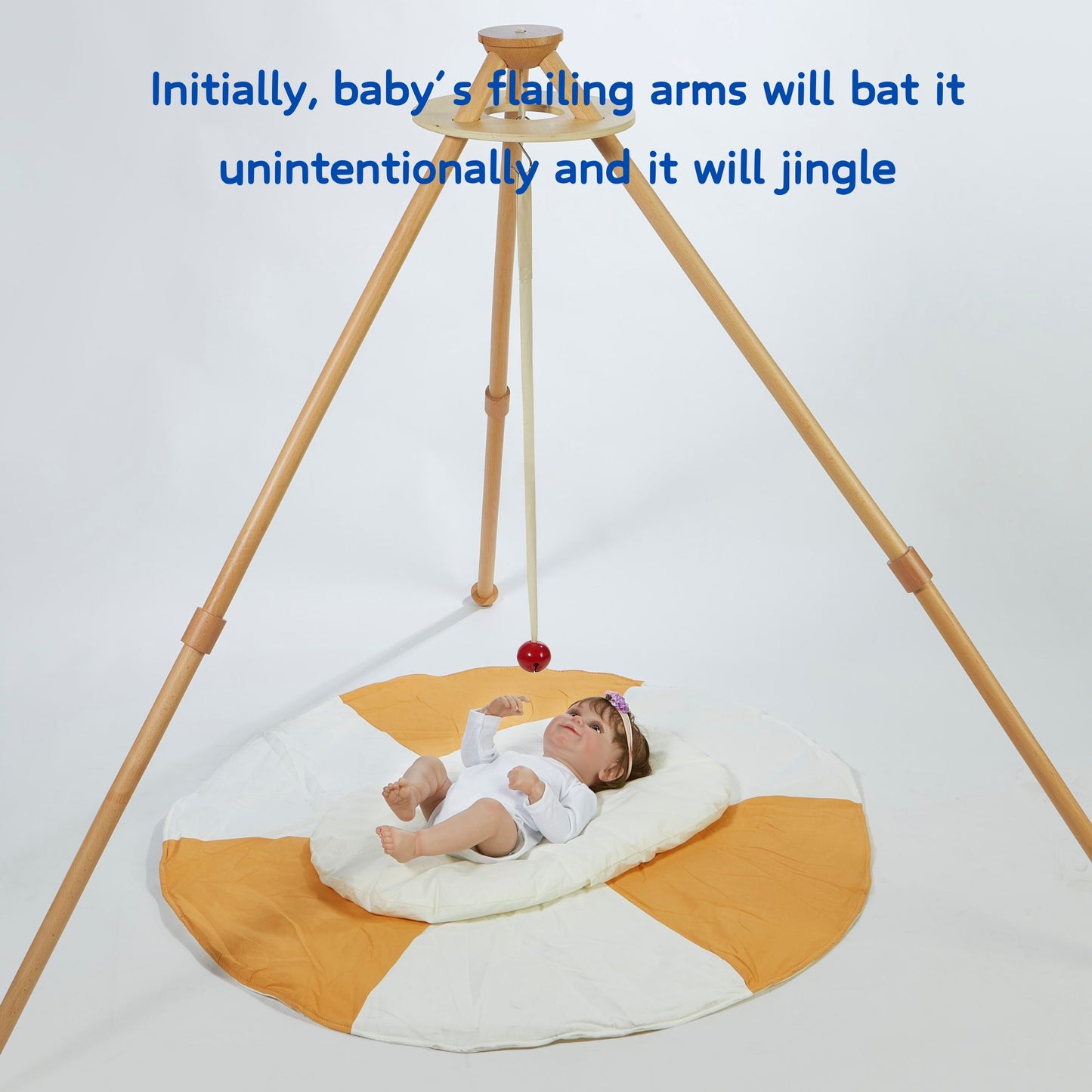 Montessori-Inspired round Metal Toys Set Educational Sensory Mobile with Bell & Ribbon Inspired Baby Mobiles