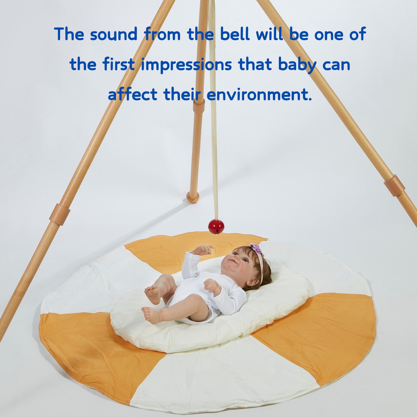 Montessori-Inspired round Metal Toys Set Educational Sensory Mobile with Bell & Ribbon Inspired Baby Mobiles