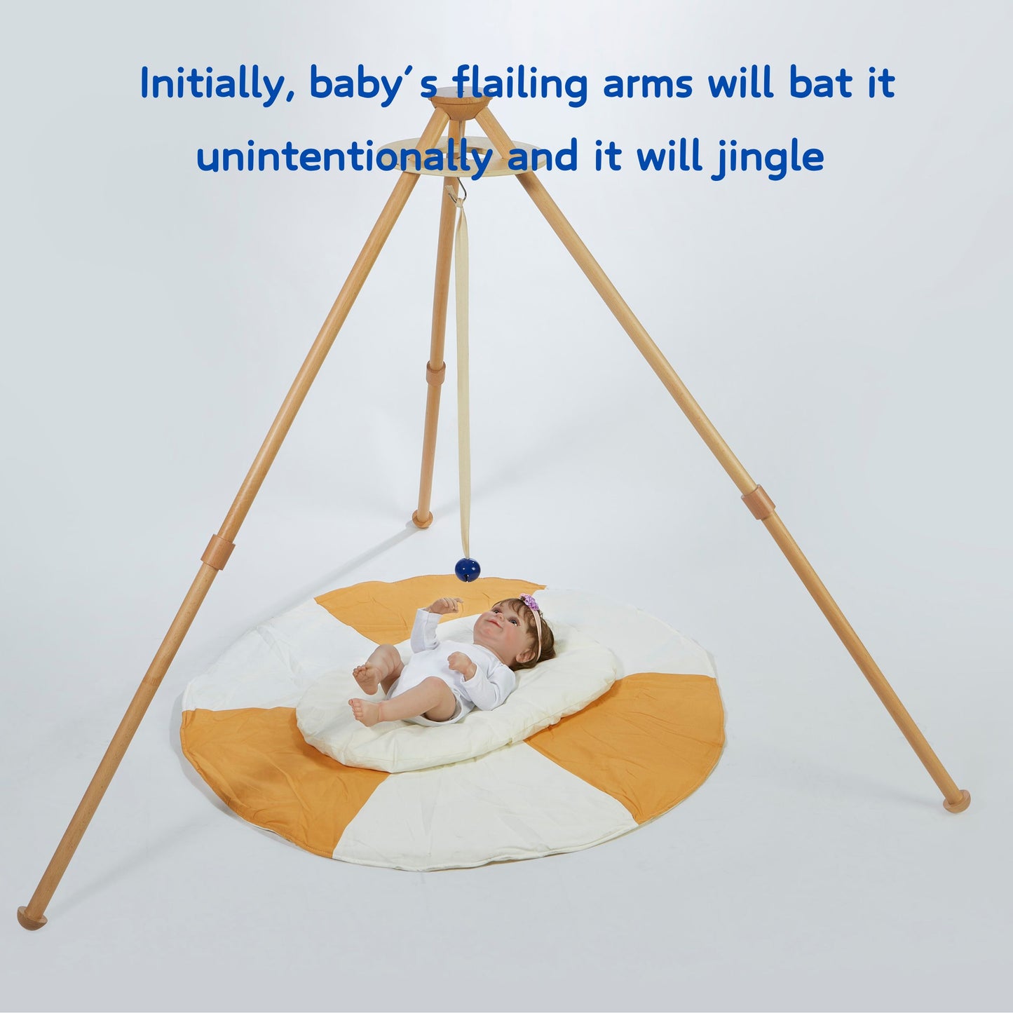 Montessori-Inspired round Metal Sensory Mobile Educational Baby Mobiles with Musical Bell & Ribbon Inspired Musical Toy Set