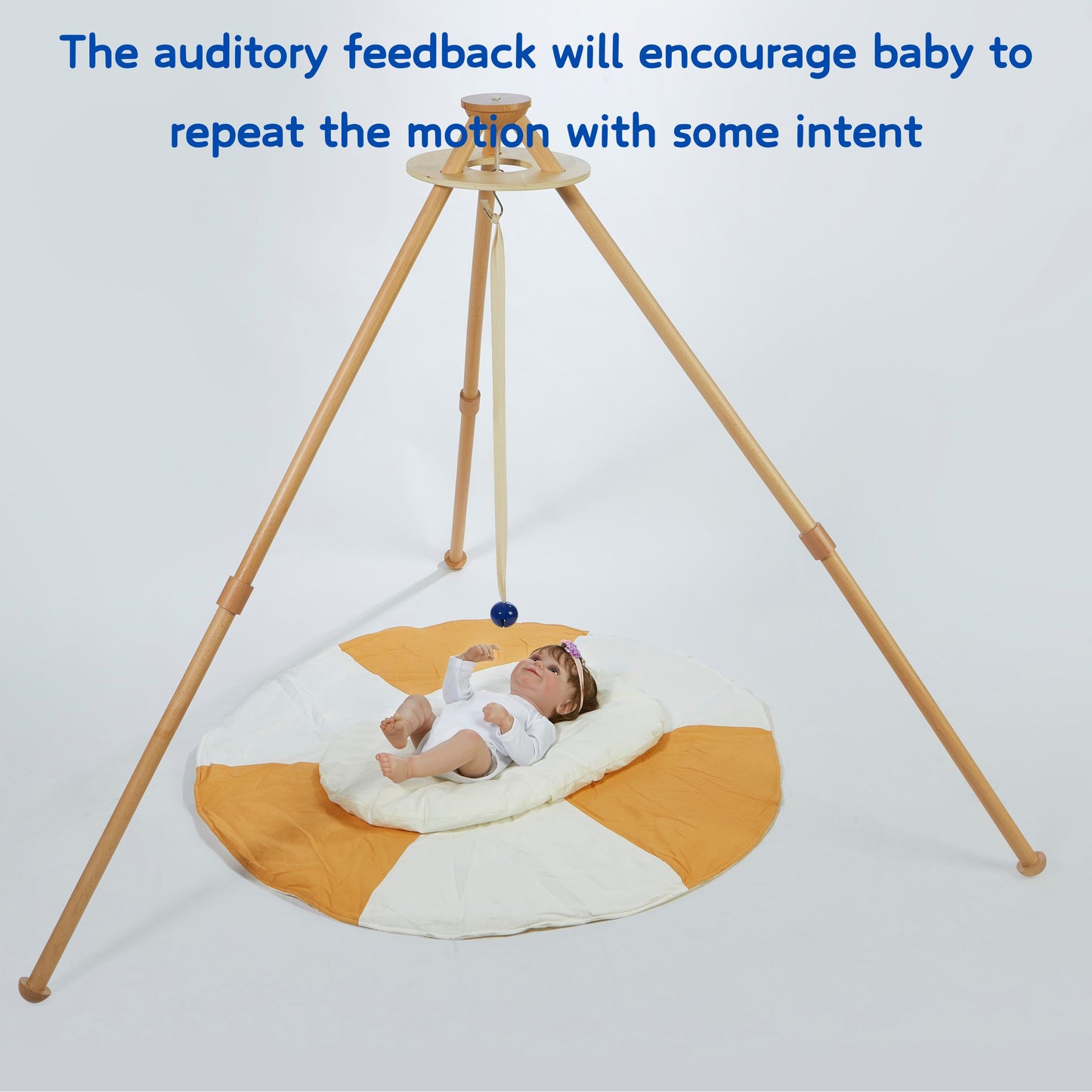 Montessori-Inspired round Metal Sensory Mobile Educational Baby Mobiles with Musical Bell & Ribbon Inspired Musical Toy Set