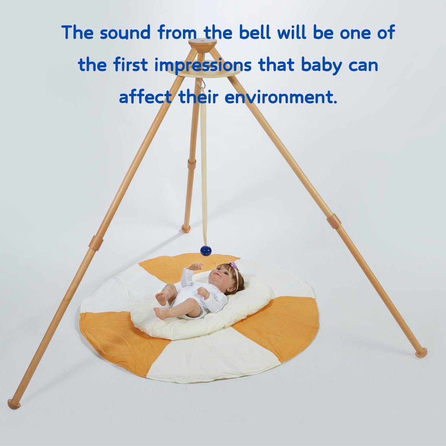 Montessori-Inspired round Metal Sensory Mobile Educational Baby Mobiles with Musical Bell & Ribbon Inspired Musical Toy Set